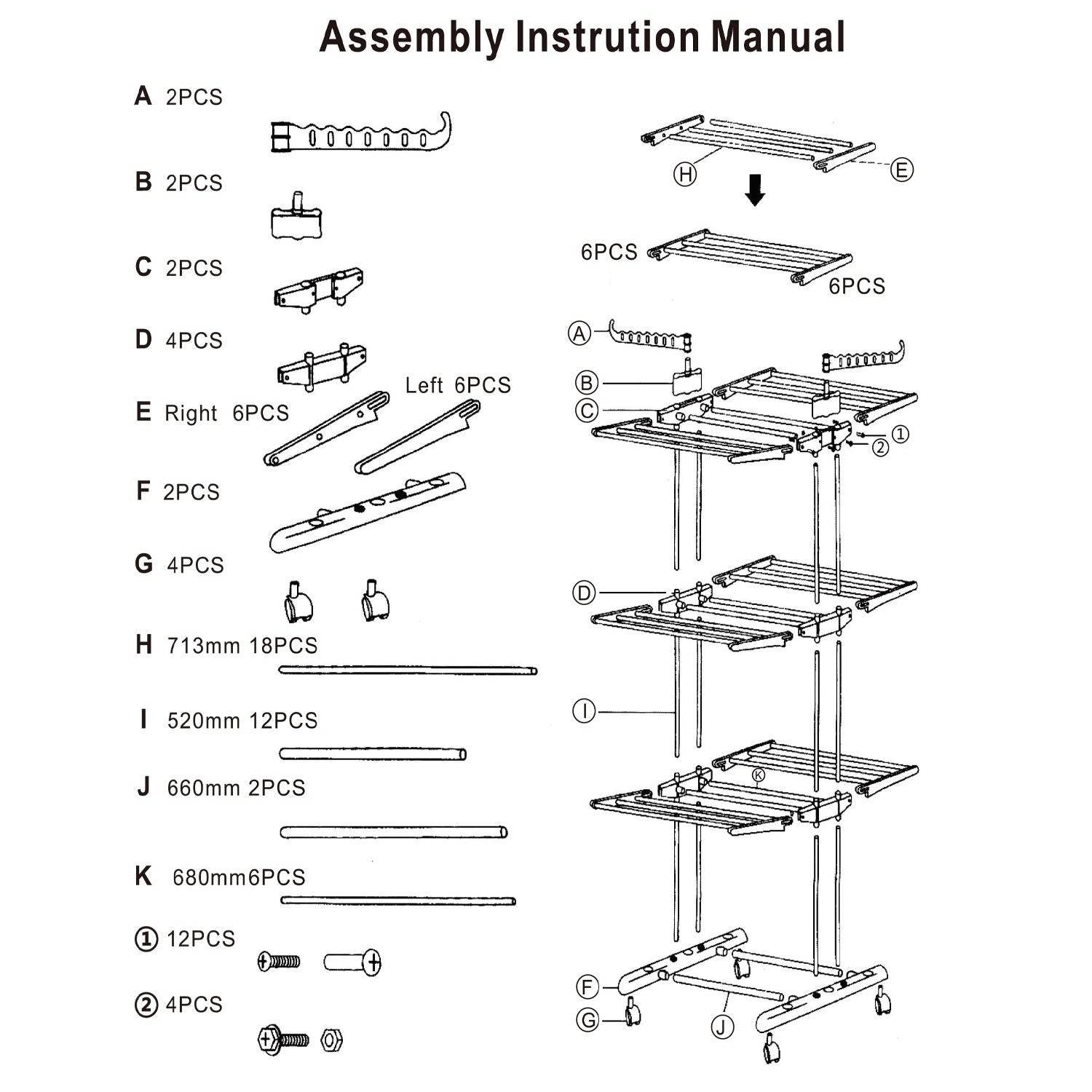 3-Tier Rolling Clothes Drying Rack - Mahovastore